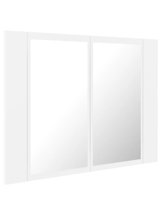 Veidrodinė vonios spintelė su LED, balta, 60x12x45cm, akrilas