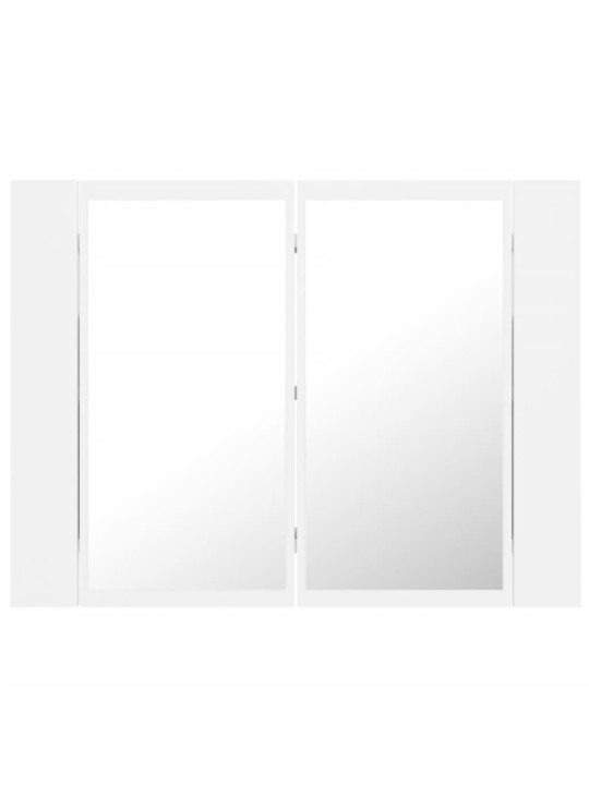 Veidrodinė vonios spintelė su LED, balta, 60x12x45cm, akrilas