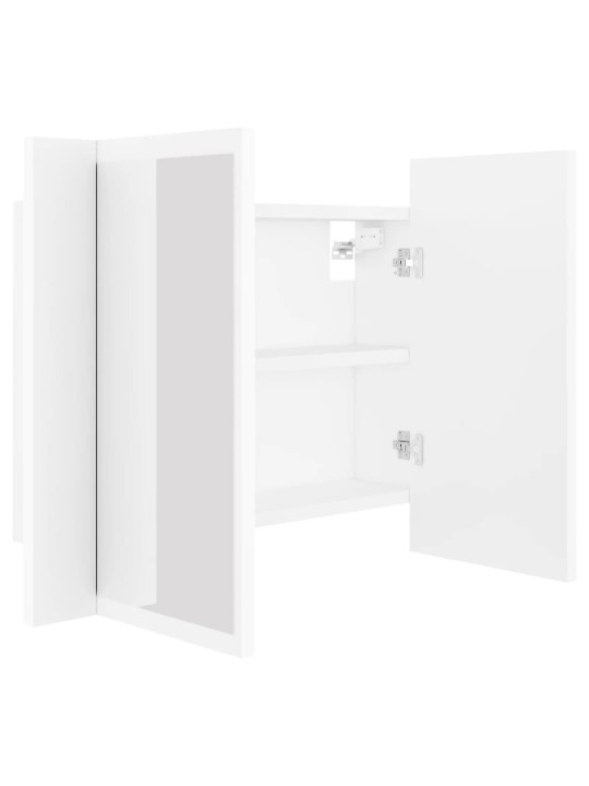 Veidrodinė vonios spintelė su LED, balta, 60x12x45cm, akrilas