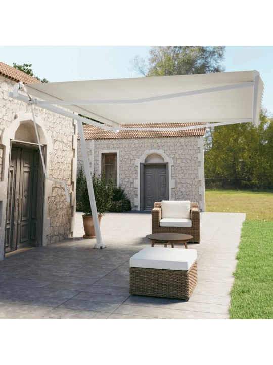 Markizės stulpų rinkinys, baltos spalvos, 450x245cm, geležis