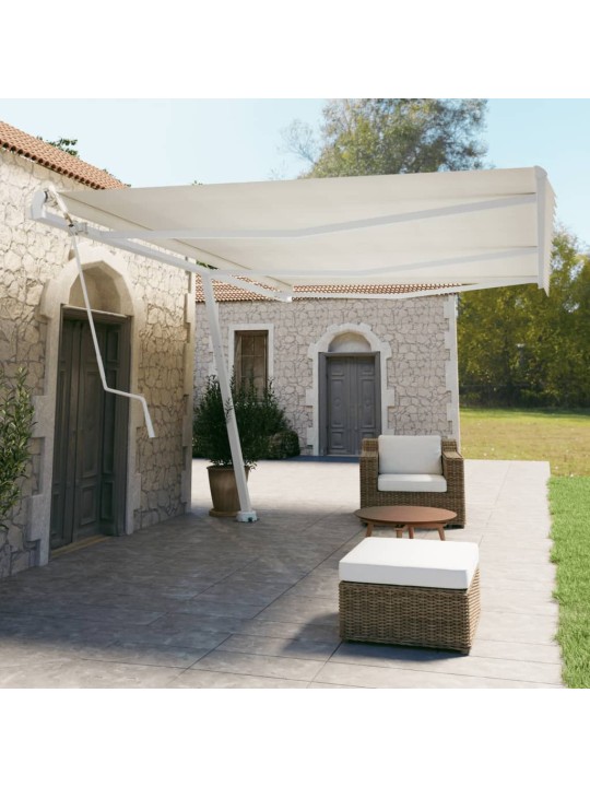 Markizės stulpų rinkinys, baltos spalvos, 600x245cm, geležis