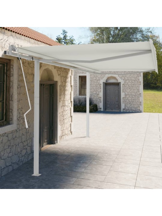 Markizės stulpų rinkinys, baltos spalvos, 450x245cm, geležis