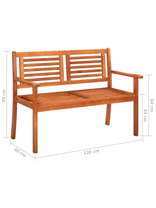 Dvivietis sodo suoliukas su pagalvėle, 120cm, eukalipto masyvas