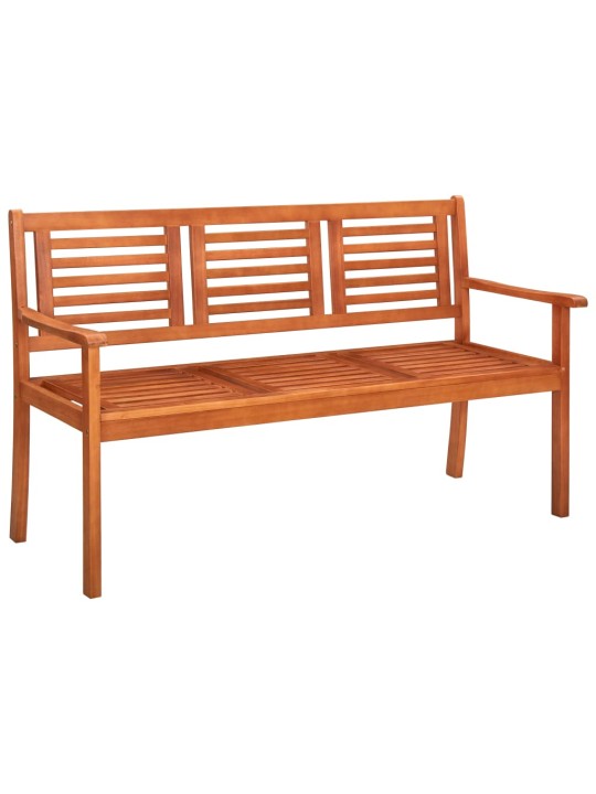 Trivietis sodo suoliukas su pagalvėle, 150cm, eukalipto masyvas