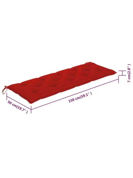 Trivietis sodo suoliukas su pagalvėle, 150cm, eukalipto masyvas