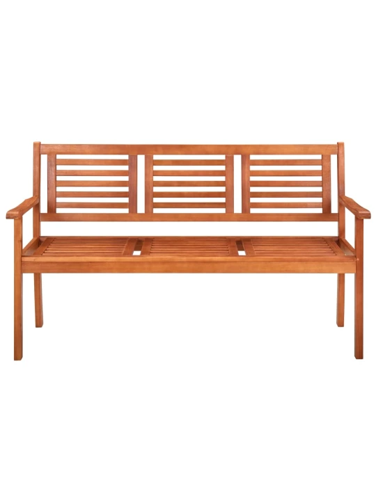 Trivietis sodo suoliukas su pagalvėle, 150cm, eukalipto masyvas