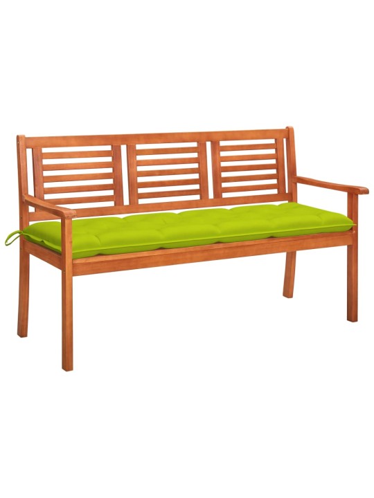 Trivietis sodo suoliukas su pagalvėle, 150cm, eukalipto masyvas
