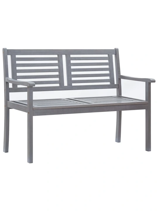 Dvivietis sodo suoliukas su pagalve, pilkas, 120cm, eukaliptas