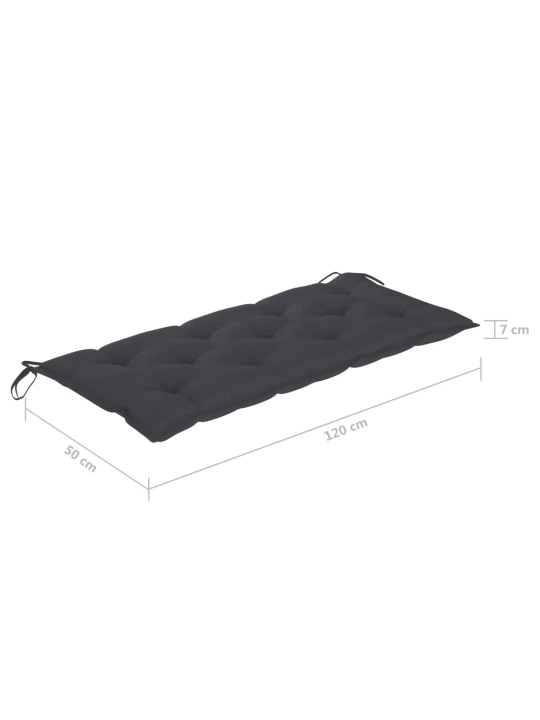 Dvivietis sodo suoliukas su pagalve, pilkas, 120cm, eukaliptas