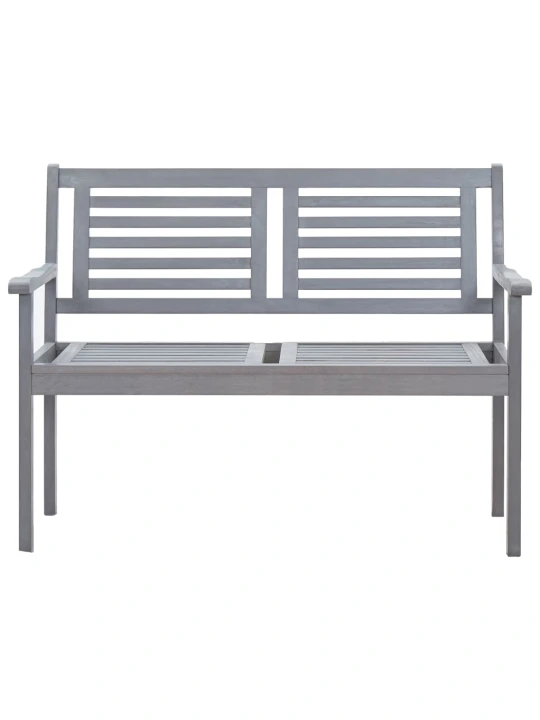Dvivietis sodo suoliukas su pagalve, pilkas, 120cm, eukaliptas