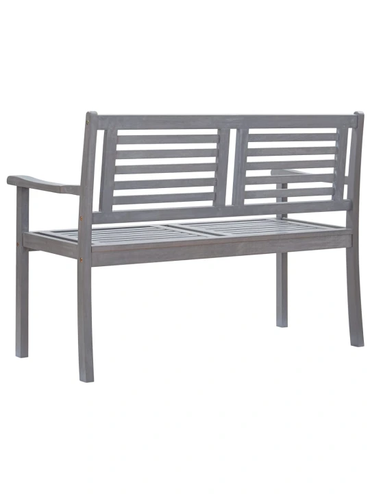 Dvivietis sodo suoliukas su pagalve, pilkas, 120cm, eukaliptas