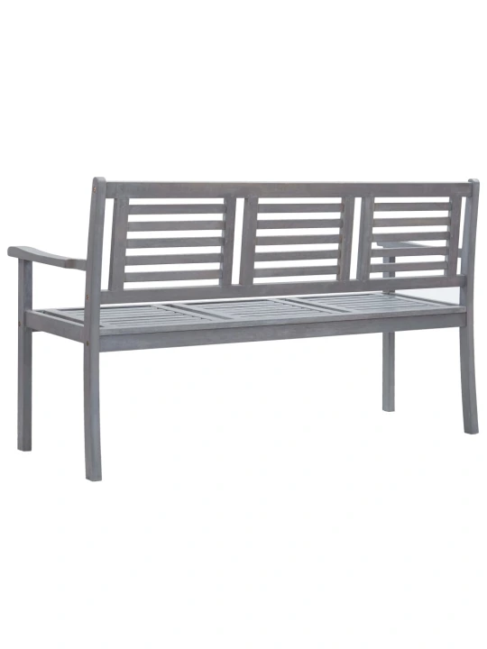 Trivietis sodo suoliukas su pagalve, pilkas, 150cm, eukaliptas