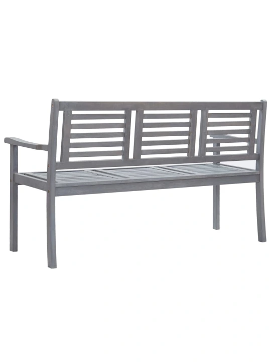 Trivietis sodo suoliukas su pagalve, pilkas, 150cm, eukaliptas