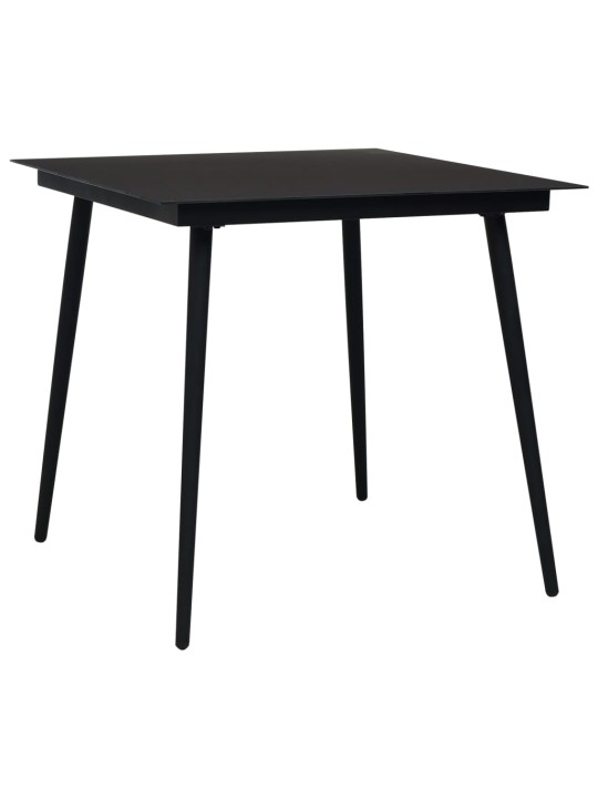Lauko valgomojo baldų komplektas, 3 dalių, juodas, PVC ratanas