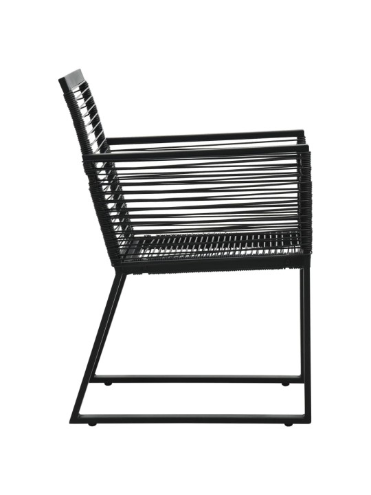 Lauko valgomojo baldų komplektas, 3 dalių, juodas, PVC ratanas