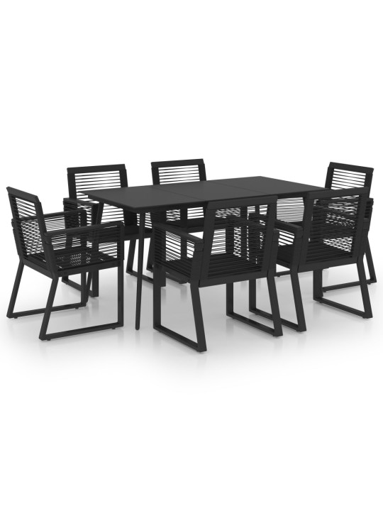 Lauko valgomojo baldų komplektas, 7 dalių, juodas, PVC ratanas