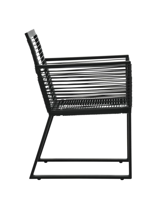 Lauko valgomojo baldų komplektas, 7 dalių, juodas, PVC ratanas