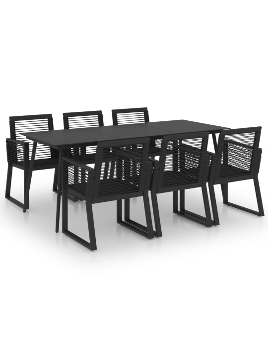 Lauko valgomojo baldų komplektas, 7 dalių, juodas, PVC ratanas