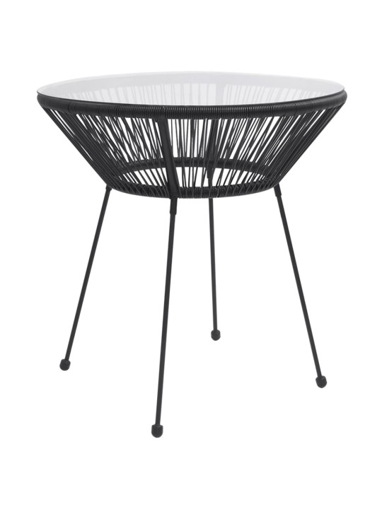 Lauko valgomojo baldų komplektas, 3 dalių, juodas, PVC ratanas