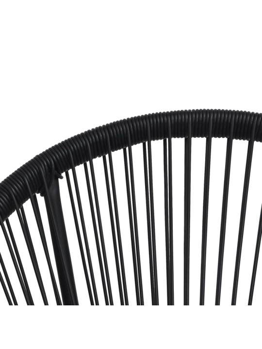 Lauko valgomojo baldų komplektas, 3 dalių, juodas, PVC ratanas
