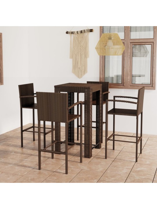 Lauko komplektas su porankiais, 5 dalių, rudas, poliratanas