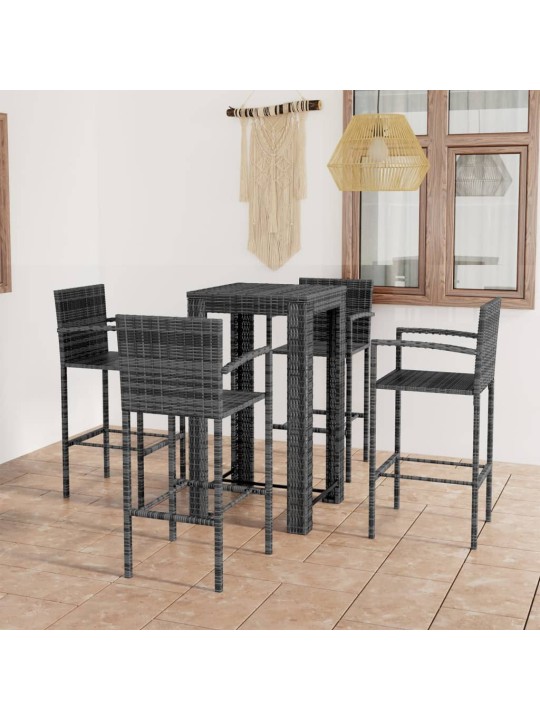 Lauko komplektas su porankiais, 5 dalių, pilkas, poliratanas