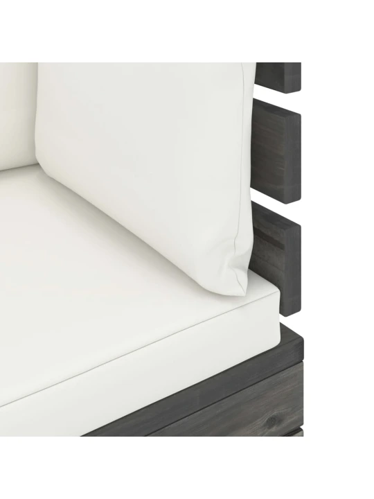 Kampinė sodo sofa iš palečių su pagalvėlėmis, pušies mediena