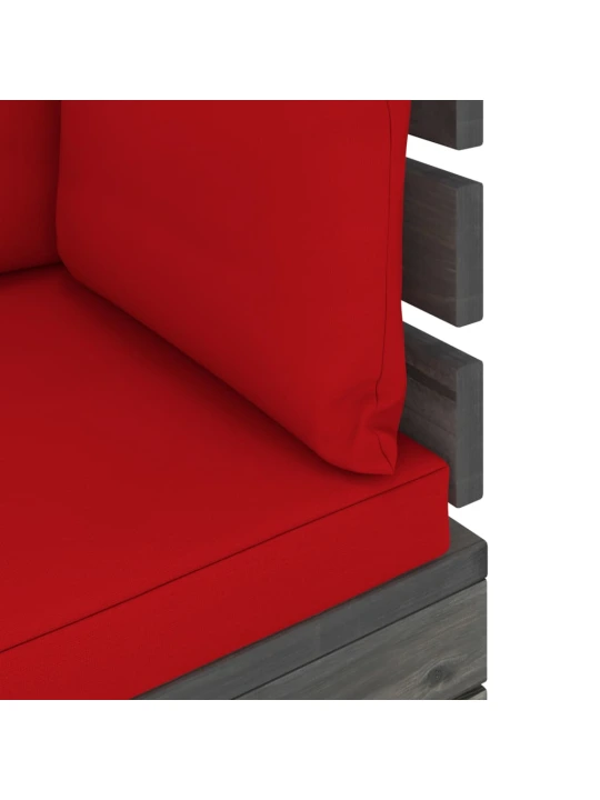 Kampinė sodo sofa iš palečių su pagalvėlėmis, pušies mediena