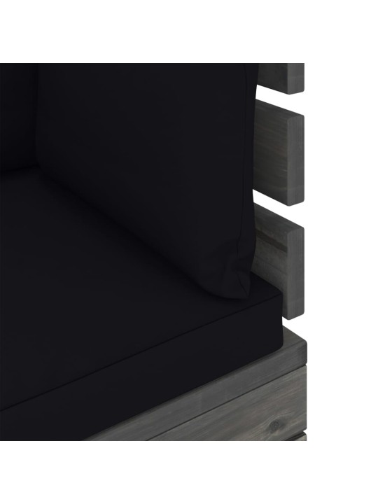 Kampinė sodo sofa iš palečių su pagalvėlėmis, pušies mediena