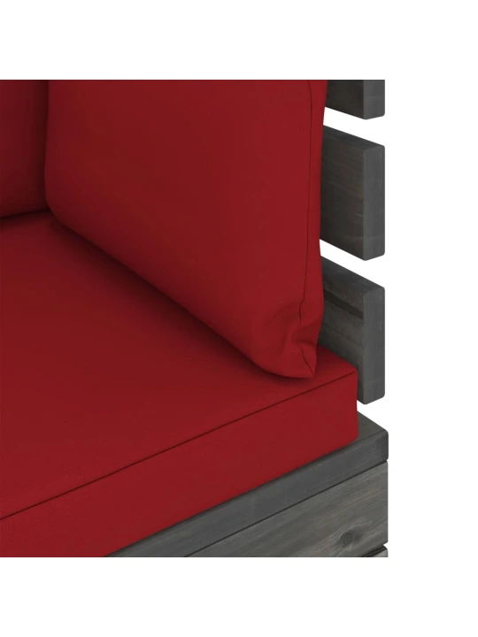 Kampinė sodo sofa iš palečių su pagalvėlėmis, pušies mediena