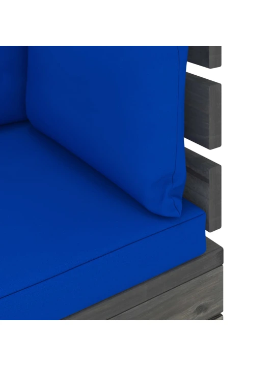 Kampinė sodo sofa iš palečių su pagalvėlėmis, pušies mediena