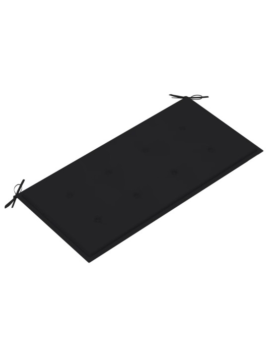 Sodo suoliukas su juoda pagalvėle, 112cm, tikmedžio masyvas
