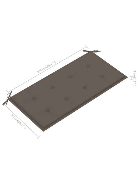 Sodo suoliukas su taupe spalvos pagalvėle, 112cm, tikmedis