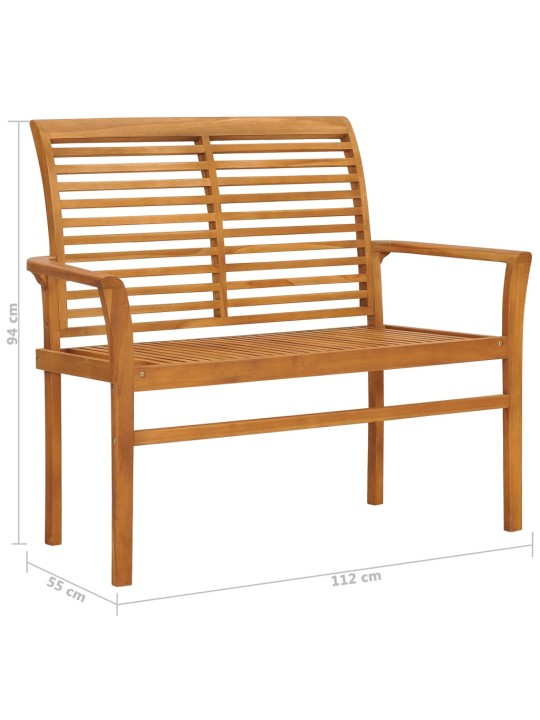 Sodo suoliukas su vyno raudona pagalvėle, 112cm, tikmedis