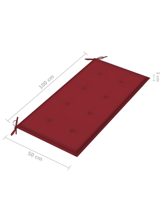 Sodo suoliukas su vyno raudona pagalvėle, 112cm, tikmedis