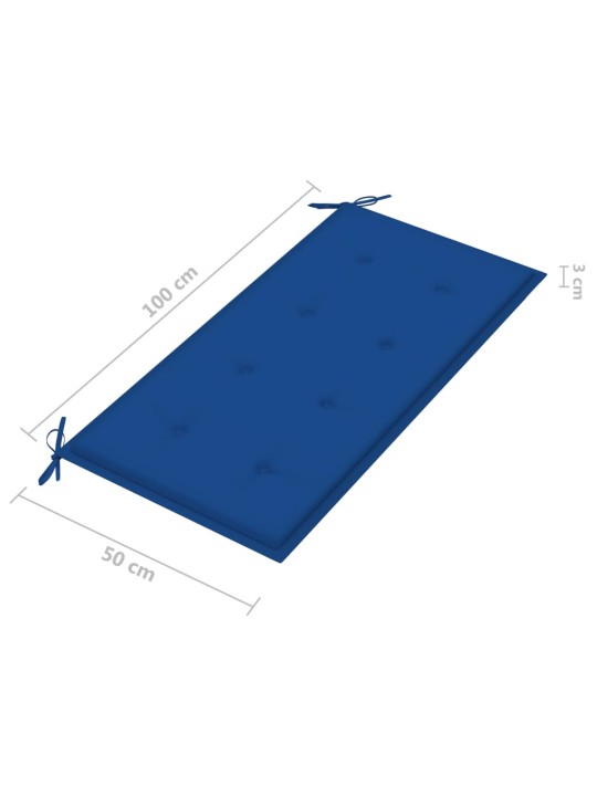 Sodo suoliukas su karališka mėlyna pagalvėle, 112cm, tikmedis