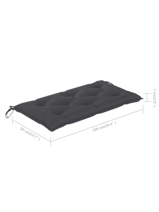 Sodo suoliukas su antracito spalvos pagalvėle, 112cm, tikmedis
