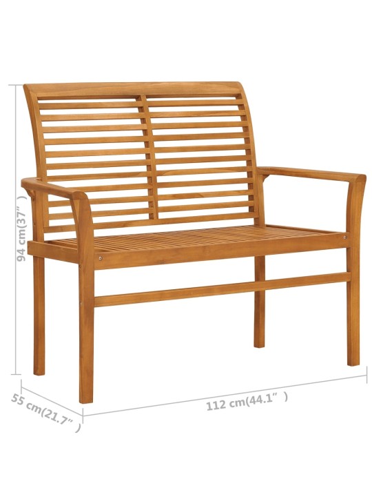 Sodo suoliukas su šviesiai mėlyna pagalvėle, 112cm, tikmedis