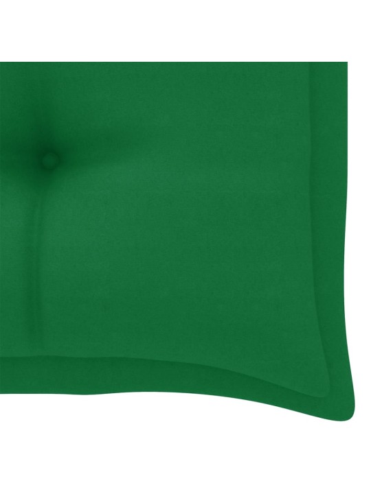 Sodo suoliukas su žalia pagalvėle, 112cm, tikmedžio masyvas