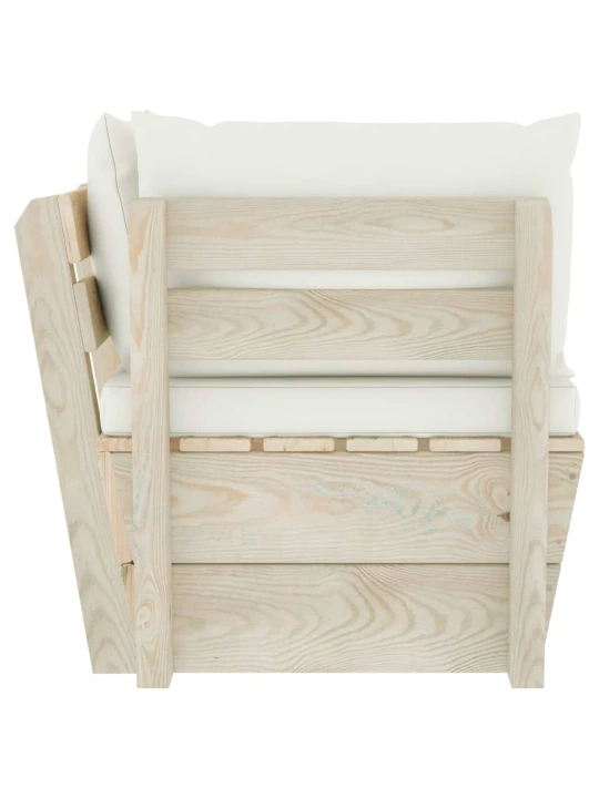 Kampinė sodo sofa iš palečių su pagalvėlėmis, impregnuota eglė
