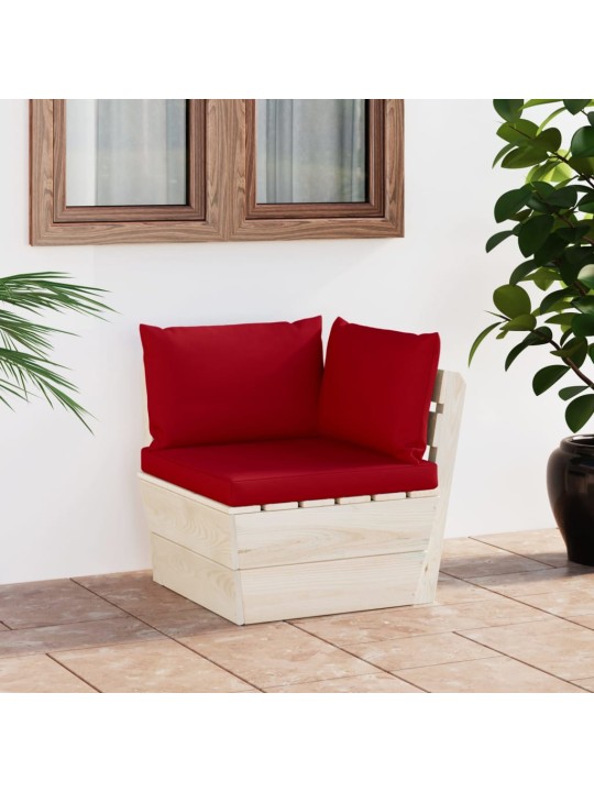 Kampinė sodo sofa iš palečių su pagalvėlėmis, impregnuota eglė