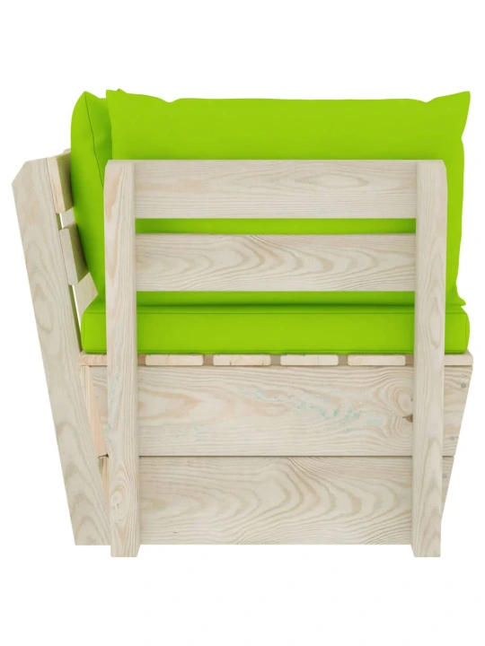 Kampinė sodo sofa iš palečių su pagalvėlėmis, impregnuota eglė