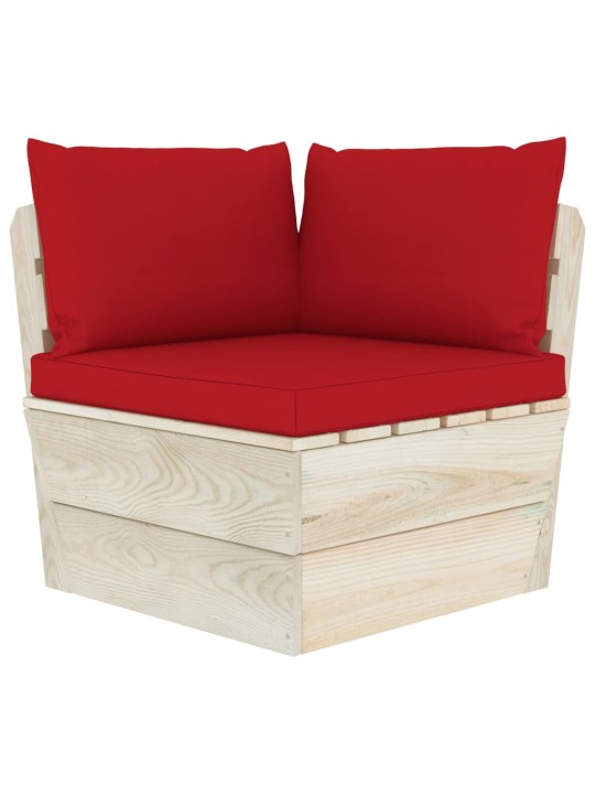 Keturvietė sodo sofa iš palečių su pagalvėlėmis, eglės mediena