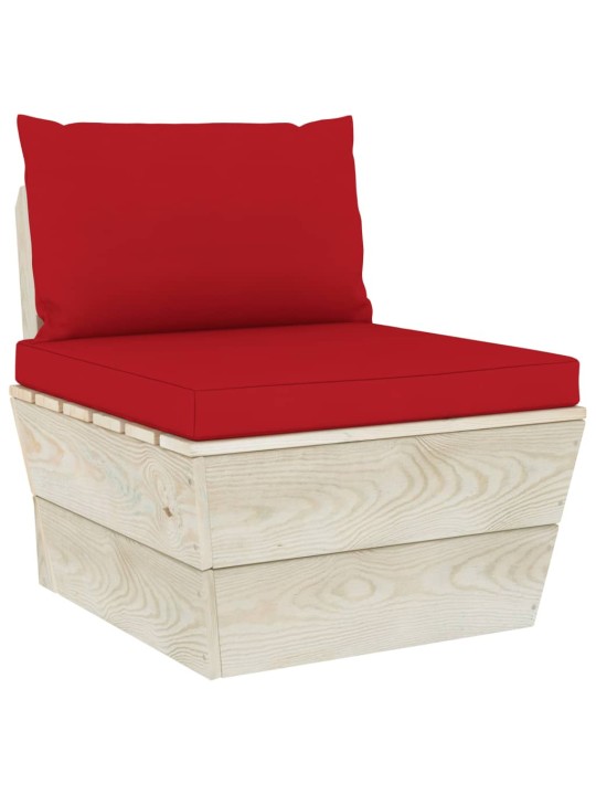 Keturvietė sodo sofa iš palečių su pagalvėlėmis, eglės mediena