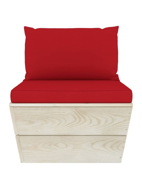Keturvietė sodo sofa iš palečių su pagalvėlėmis, eglės mediena