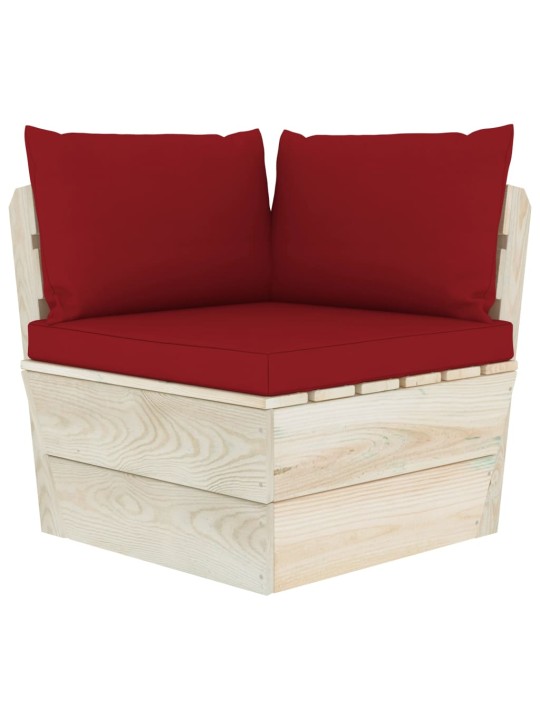 Keturvietė sodo sofa iš palečių su pagalvėlėmis, eglės mediena