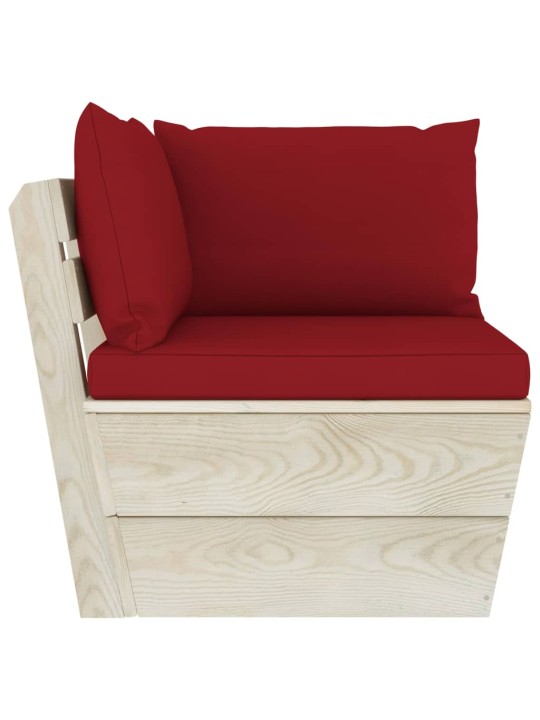 Keturvietė sodo sofa iš palečių su pagalvėlėmis, eglės mediena