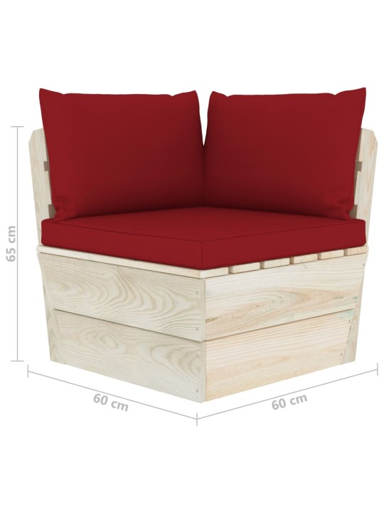 Keturvietė sodo sofa iš palečių su pagalvėlėmis, eglės mediena