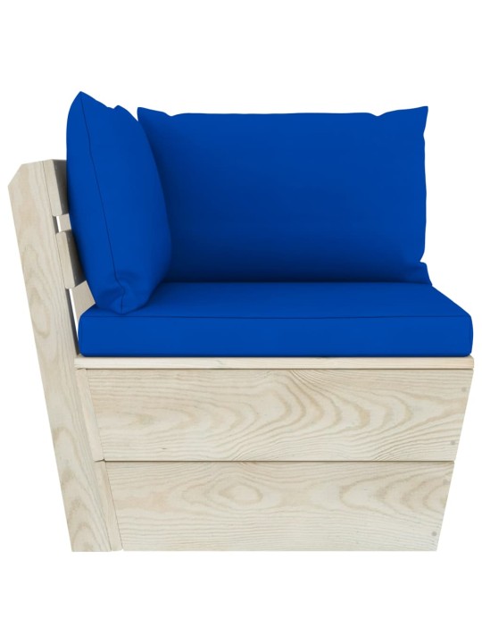 Keturvietė sodo sofa iš palečių su pagalvėlėmis, eglės mediena