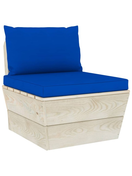 Keturvietė sodo sofa iš palečių su pagalvėlėmis, eglės mediena